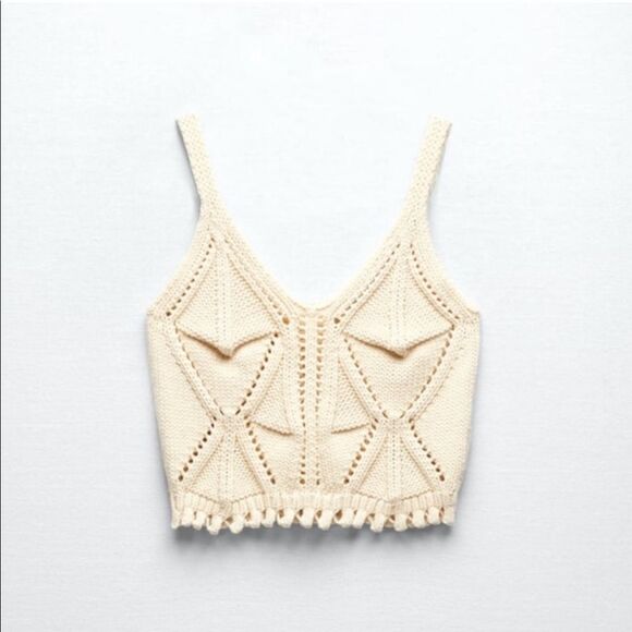 ZARA OPENWORK KNIT TOP - Picture 5 of 10